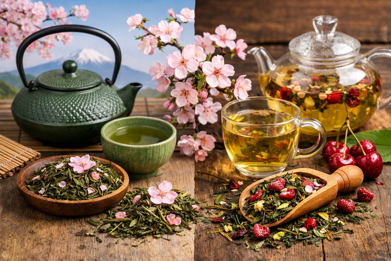 Herbata zielona wiśniowa – różnice między mieszankami japońskimi a innymi