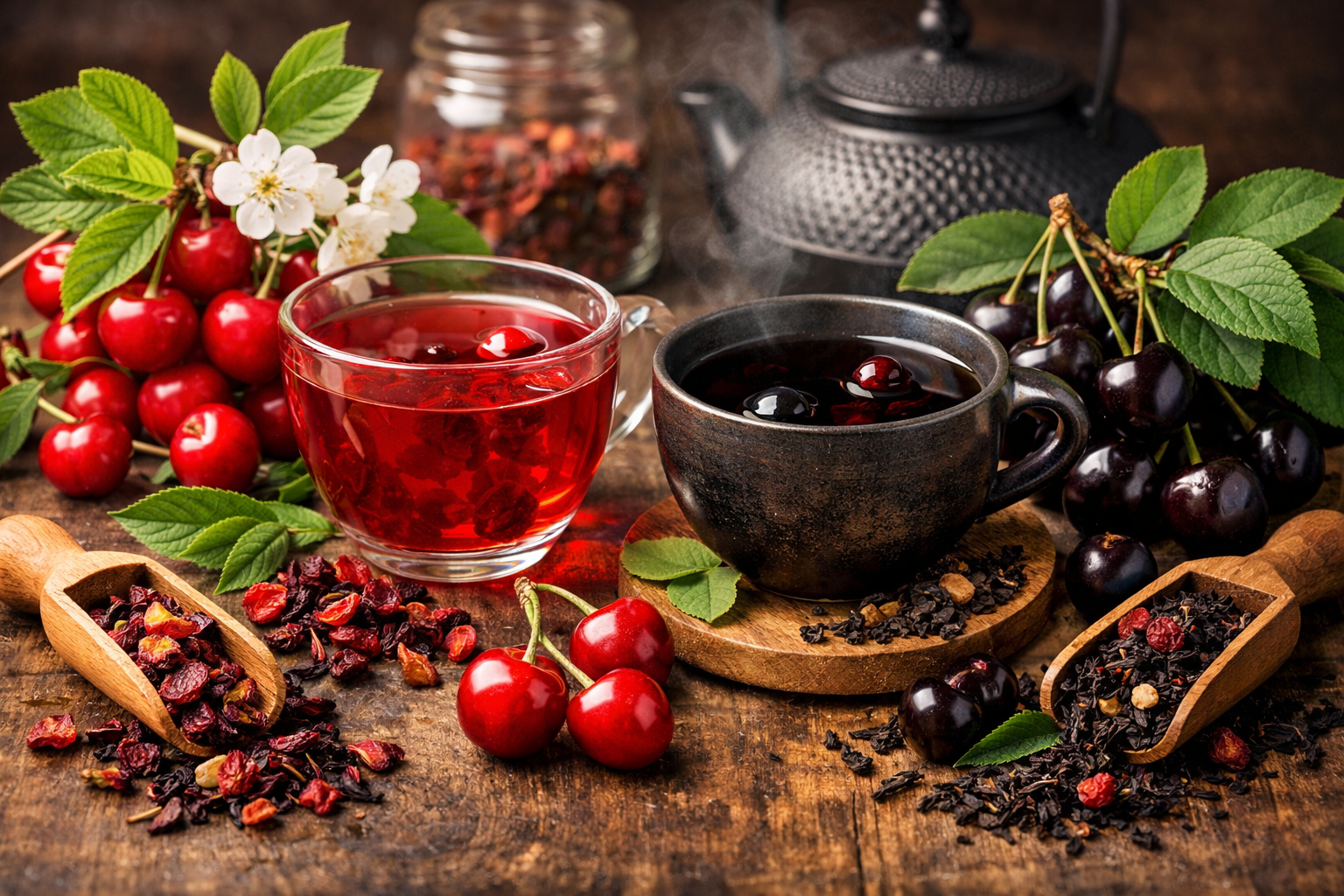 Dzika wiśnia i czarna wiśnia w herbatach – profile smakowe i zastosowanie